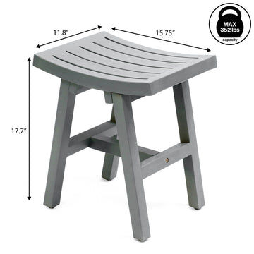 Tamlyn 15.75" Traditional Classic Slatted Solid Acacia Wood Indoor/Outdoor Shower Stool